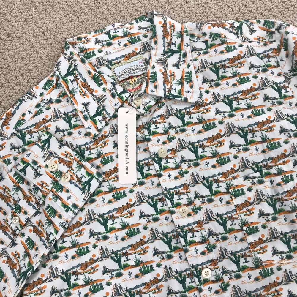 Kennington Rocking K Ranchwear Mens Medium Desert Cactus Print Cotton Shirt NWT